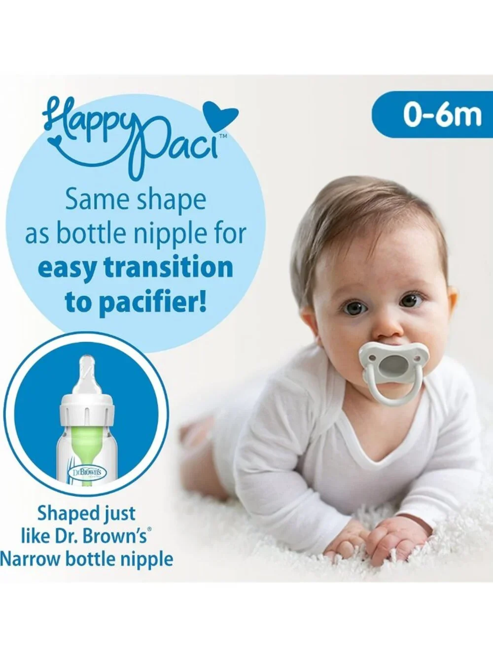 Anti-Colic Breast to Bottle Feeding Set, Slow Flow Nipples, Silicone Pacifier